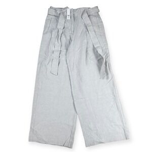 Chicos Fly Front Pleated Linen Pant Dove Gray Wide Leg 1.5R / 10R NWT